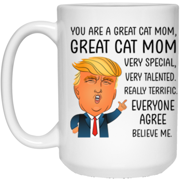 21504 15 oz. White Mug Cat Mom Trump