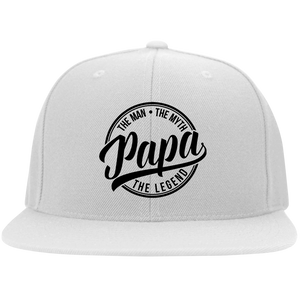 6297F Flat Bill Twill Flexfit Cap Papa White