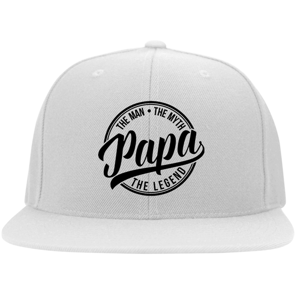 6297F Flat Bill Twill Flexfit Cap Papa White