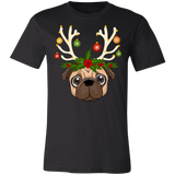 Pug Christmas Lights Reindeer T-Shirt