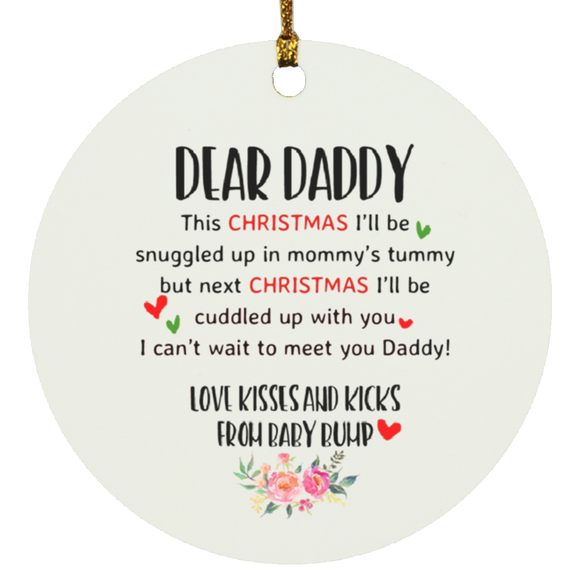 Dear Daddy From Baby Bump Christmas Circle Ornament