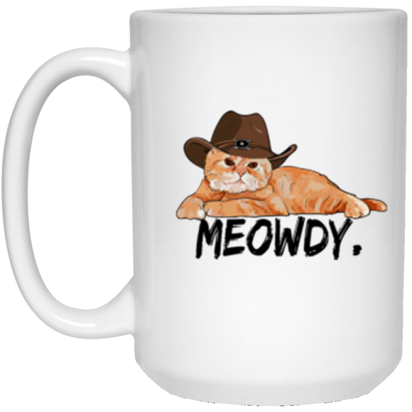 21504 15 oz. White Mug meowdy texas