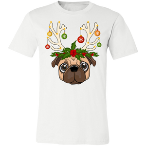 Pug Christmas Lights Reindeer T-Shirt