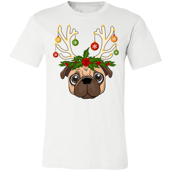 Pug Christmas Lights Reindeer T-Shirt