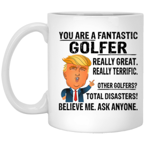 XP8434 11 oz. White Mug Golfer Trump