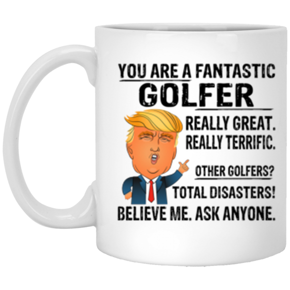 XP8434 11 oz. White Mug Golfer Trump