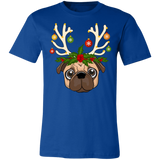 Pug Christmas Lights Reindeer T-Shirt