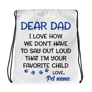 Customised Dear Dad Father's Day Gifts Drawstring bag