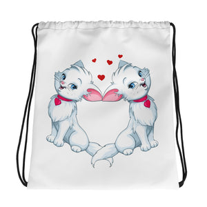 Women's Mother's Day Gifts Cat Heart Lover Drawstring bag