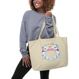 Women's mother's day gifts cat heart lover Large organic tote bag